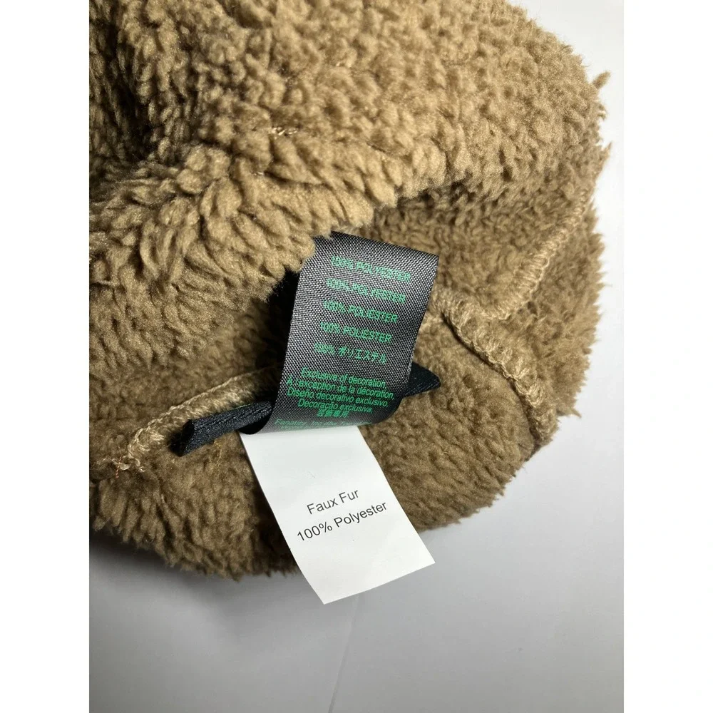 John Deere Brown Fuzzy Fleece Sherpa Hat Beanie Toddler Size Bear Ears Cute Cozy